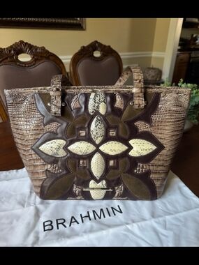 Brahmin Asher Tote Rare, Limited-Edition Elmwood Palazzo Multi-Texture